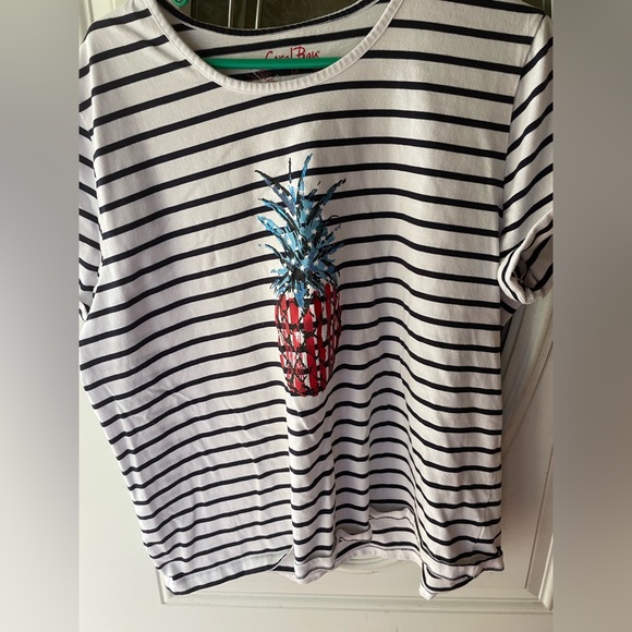 Striped T-Shirt with Pineapple Graphic - Picture 1 of 4